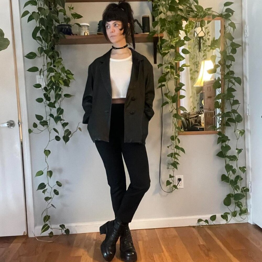 Elyze Paris Black Soft Genuine Leather Blazer with Pockets - L - Picture 2 of 7